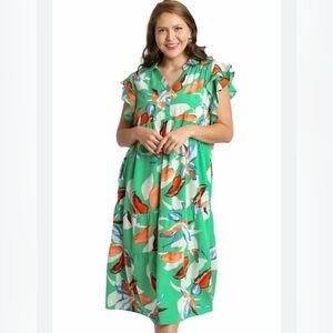 Umgee Green Floral Dress size S